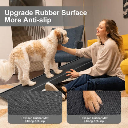 ABORON Antislip Dog Ramp, Adjustable Folding Pet Ramp for Small & Large Old Dogs & Cats, High Traction Portable Rubber Paw Ramps, Supports up to 200 lbs, Used for Bed Couch SUV, 39.3'' Long