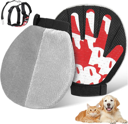 Pawaboo 2-in-1 Pet Hair Removal Glove – Reusable Electrostatic & Silicone Grooming Mitt for Dogs, Cats, Carpet, Couch, Car Seats & Clothing, Dual-Side Gentle Deshedding Tool, Easy to Clean