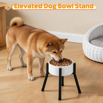 Piskyet Raised Dog Bowl Stand for Large Dogs Adjustable Elevated Dog Bowl Fits 6-10" Bowls, Height Adjustable to 7.6-15" Tall,Single Food and Water Stand Feeder(Bowl not Included)
