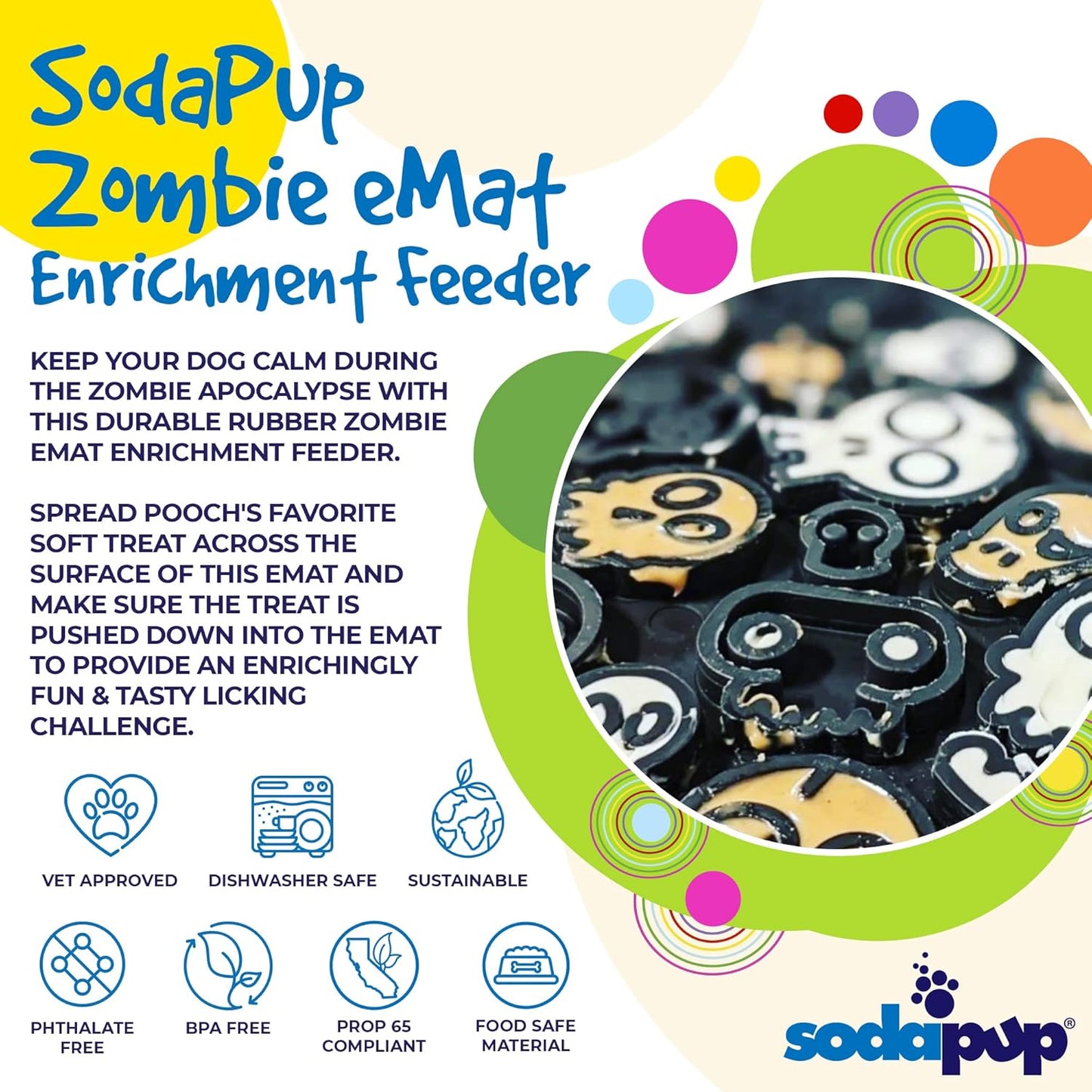 SodaPup Flower Power eMat – Durable Lick Mat Feeder Made in USA from Non-Toxic, Pet-Safe, Food Safe Rubber for Mental Stimulation, Avoiding Overfeeding, Fresh Breath, Digestive Health, & More