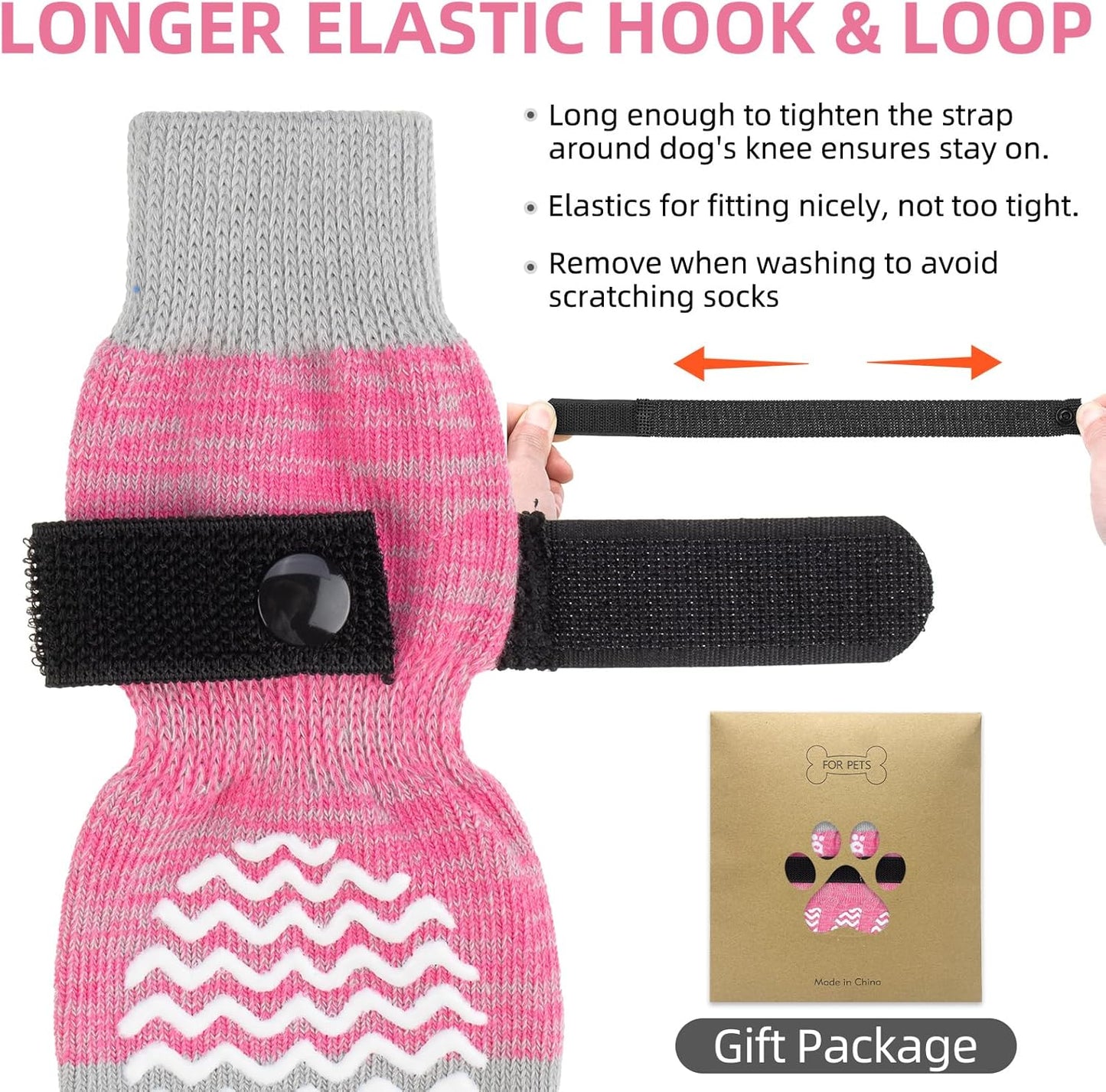 PUPTECK Anti Slip Dog Socks with Double Grippers for Hardwood Floors, Shoes for Hot/Cold Pavement, Boots & Paws Protectors to Prevent Licking, Traction Booties for Senior Small Large Dogs