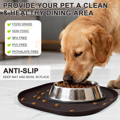 Small Silicone Pet Food Mat with Raised Edge for Food and Water Bowl, Square Dog Feeding Mats, Cat Food Trays for Floor Waterproof, Rubber Tray for Dogs and Cats, 12 x 12 x 0.7 Light Olive Green