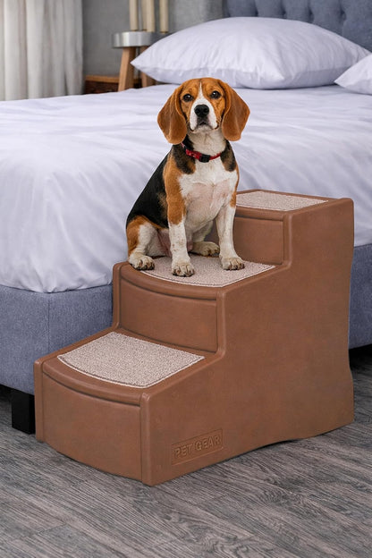 Pet Gear Easy Step III Pet Stairs, 3 Step for Cats/Dogs, Removable Washable Carpet Treads, for Pets Up to 150lbs, No Tools Required, Available in 9 Colors, Coffee Bean