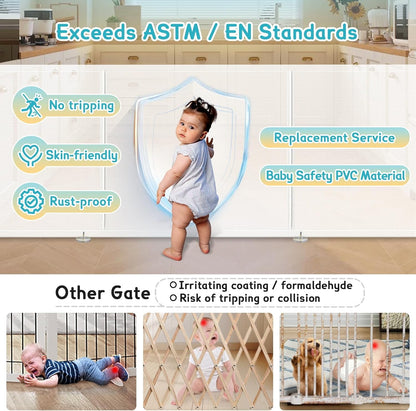 160 Inch Retractable Baby Gates Extra Wide, 42 Inch Extra Tall Retractable Gate, 13 FT Reinforced Retractable Dog Gate with Reinforcement Rod to Prevent Crawling Through, for Doorways, Stairs, Hallway