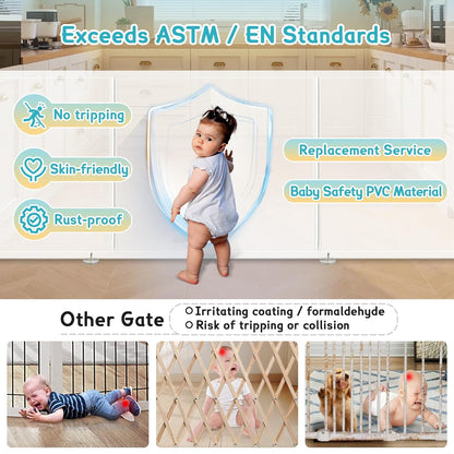 Retractable Baby Gates Extra Wide 150" × 34" Tall for Large Opening 12.5 Foot Retractable Dog Gate for Doorways, Stairs, Aisle, Indoor/Outdoor Retractable Gate for Garage, Hallways, Deck