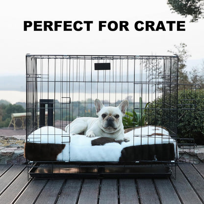 Bedfolks Waterproof Dog Crate Bed, Plush With Removable Washable Cover, Faux Fur Crate Pad for Medium Dogs, Fluffy Kennel 29"x21", Dark Grey