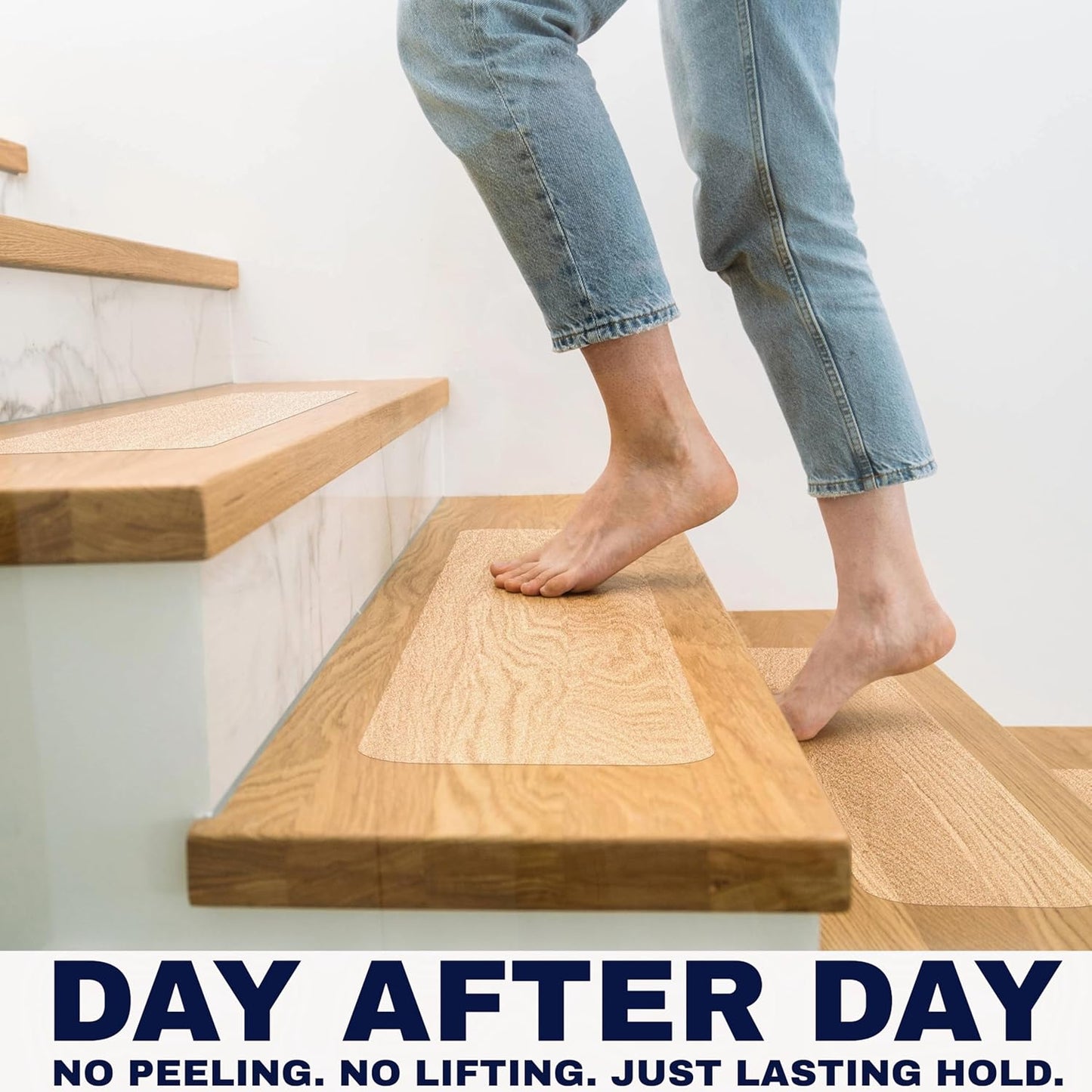 Clear Non Slip Stair Treads for Wooden Steps Indoor 30"x6" – 15-Pack Peel Stick Stair Treads – Self Adhesive Transparent Step Covers – Stair Grip Tape for Dogs, Kids – by STEPCORE