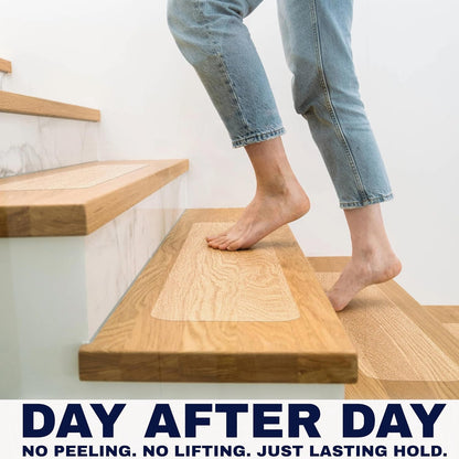 Clear Non Slip Stair Treads for Wooden Steps Indoor 30"x6" – 15-Pack Peel Stick Stair Treads – Self Adhesive Transparent Step Covers – Stair Grip Tape for Dogs, Kids – by STEPCORE