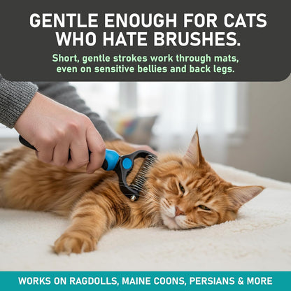 Maxpower Planet Hair Brush - Double Sided Shedding, Dematting Undercoat Rake for Dogs and Cats - Extra Wide Dog Grooming Brush, Reduce Shedding by 95%, Turquoise