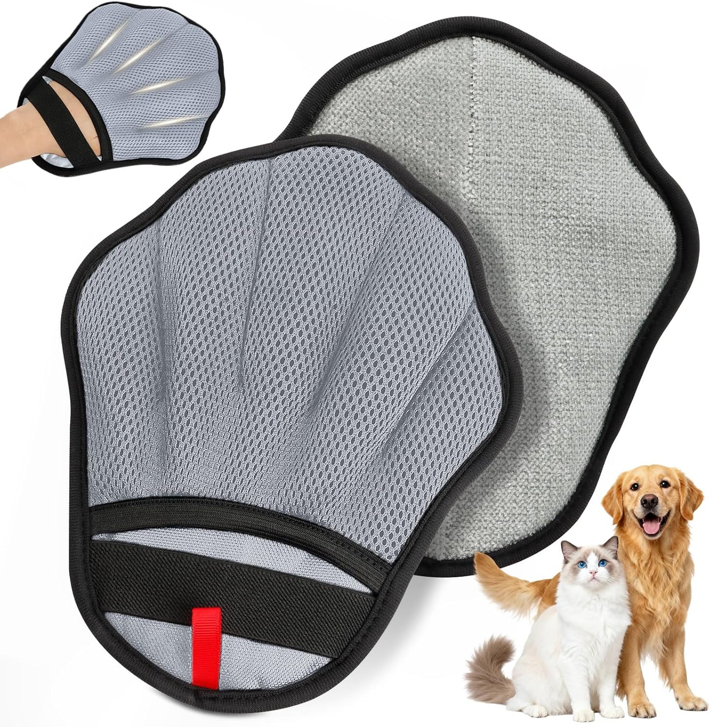 Pet Hair Removal Glove, Electrostatic Pet Hair Remover Glove for Cats & Dogs, Pet Hair Remover Tool for Laundry, Couch, Carpet, Car Seat - Upgraded Five-Finger, Reusable, Black+Black