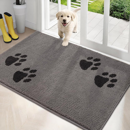 PURRUGS Dirt Trapping Door Mat 20" x 31.5", Non-Skid/Slip Machine Washable Microfiber Entrance Rug, Shoes Scraper, Dog Doormat, Super Absorbent Floor Mat for Muddy Wet Shoes and Paws, Grey