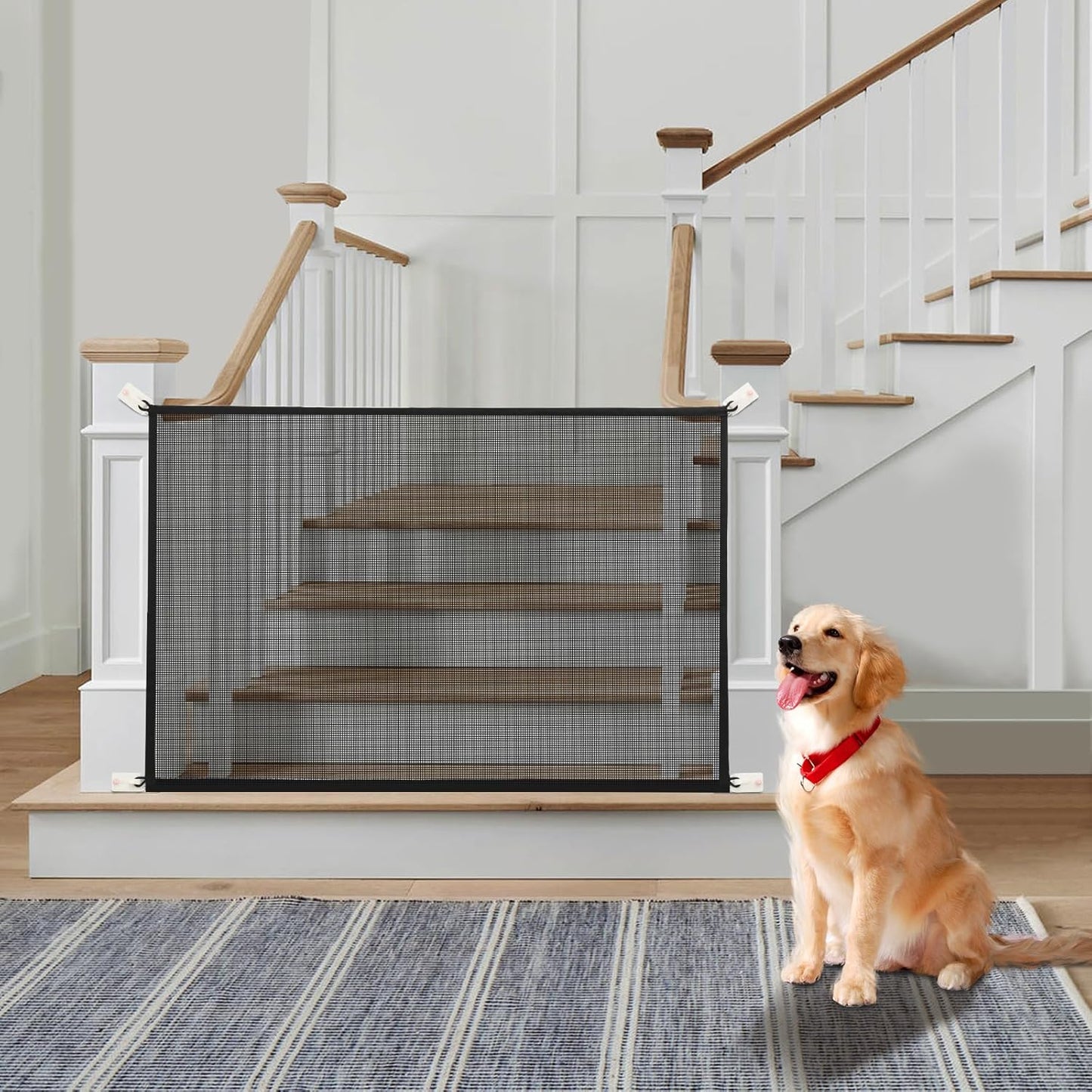 Cupount Baby Gate for Stairs - Dog Gate Indoor Mesh Pet Gates for Doorways (Black, 30" H x 41" W)