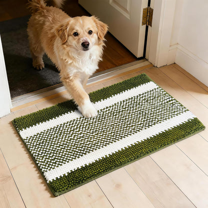 Dog Door Mat for Muddy Paws - Absorbent Quick-Dry Non-Slip Washable Chenille Pet Rug, Indoor Entryway Mat for Front Door & Crate (Brown, 24" L*16" W)