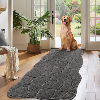 BSICPRO Large Dog Door Mat for Mud Paws, 22x47 Absorbent Dirt Trapper Long Door Mat, Non-Slip Washable Mud Mat for Dogs, Microfiber Soft Pet Rug Mat for Entryway, Dog Paws, Patio (Gray)