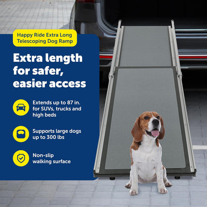 PetSafe Happy Ride Telescoping Dog Ramp, Portable Pet Ramp for Cars, Trucks & SUVs with Adjustable Sizing