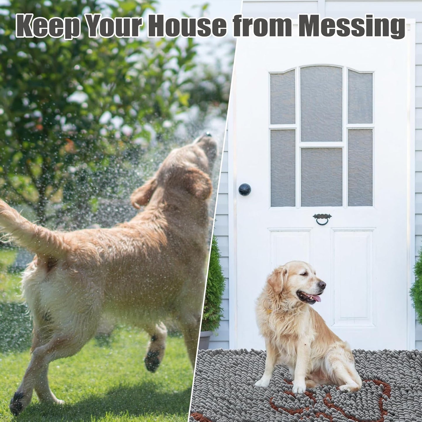 EXPAWLORER Dog Door Mat for Muddy Paws - Highly Absorbent Microfiber Pet Rug, Quick Dry Chenille Dog Runner Rug Indoor Outdoor, Non-Slip Entryway Carpet Washable Mud Mat for Dogs, Brown 60"x30"