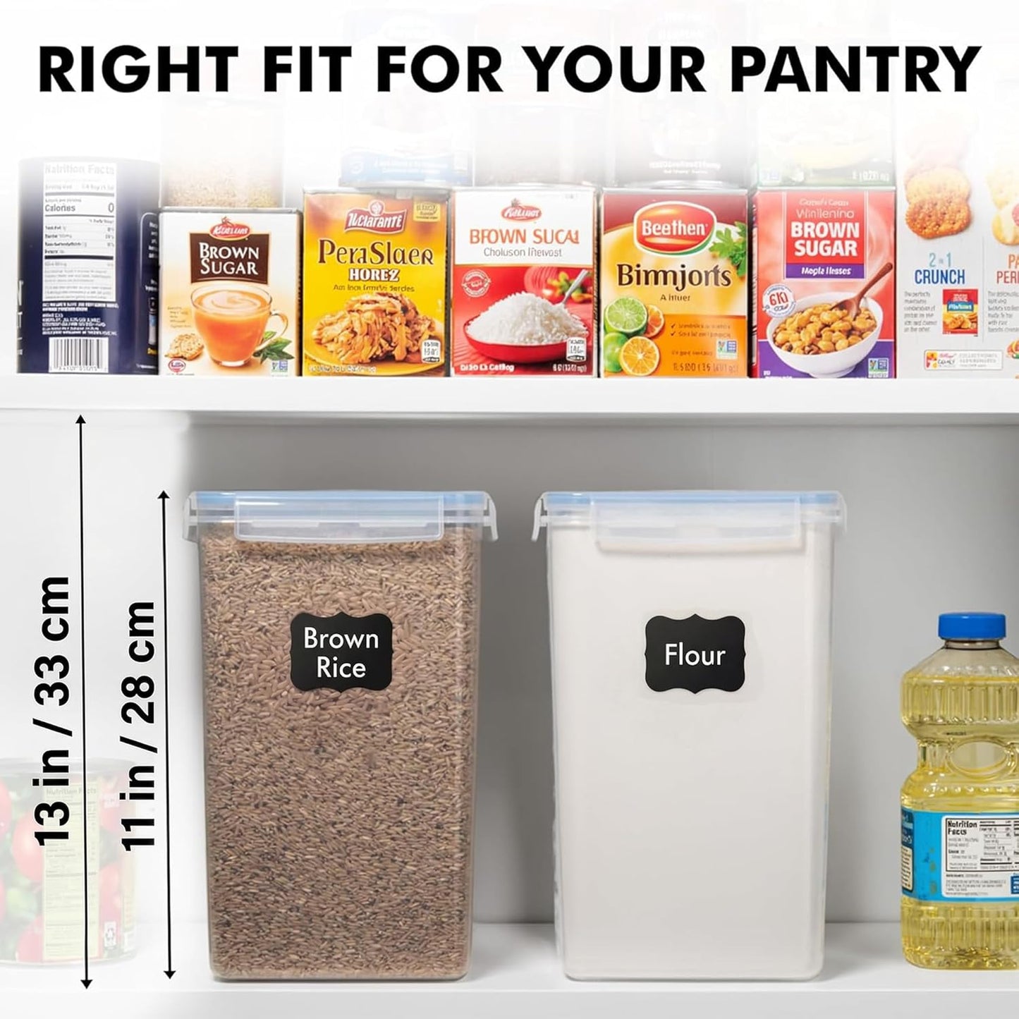 WHITE FEATHER SUPPLIES 2 PC [7 Qt / 6.5L / 220 Oz] Large Food Storage Containers with Lids Airtight - BPA Free Clear Plastic Kitchen and Pantry Storage Containers for Cereal, Flour, Sugar, Rice