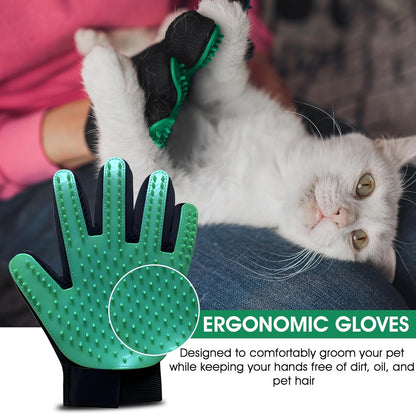 Upgrade Pet Grooming Gloves, Grooming Gloves for Dogs, Cats, Rabbits & Horses with Long and Short Hair, Efficient Pets Hair Remover Mittens - 1 Pair (Blue)