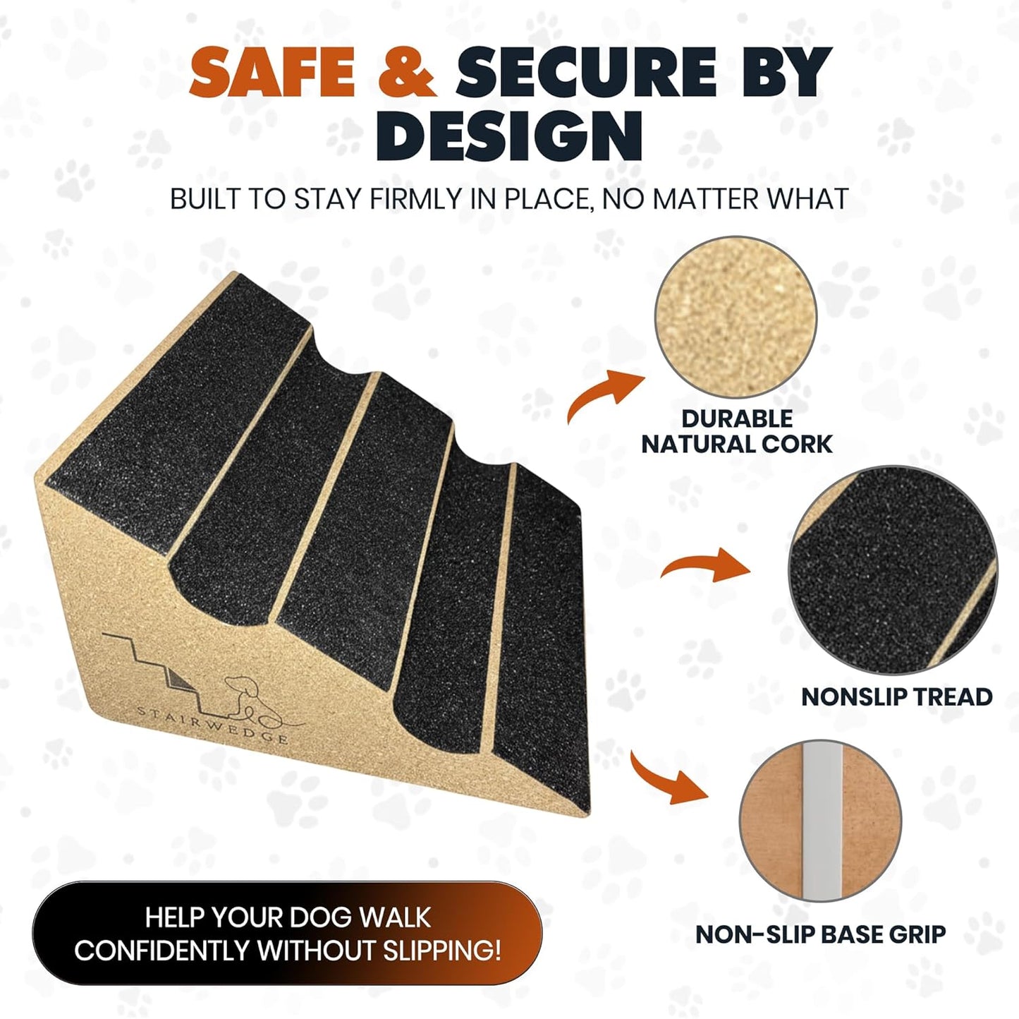 Original StairWedge™ - NEW Enhanced Tread Grip! Ramp for Small Dogs Breeds - Fits Standard Staircase - Wedge Shape Stair Ramp for Dogs and Pets - Multi-Patent Pending (1single)