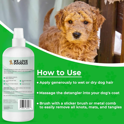 We Love Doodles Dog Detangler Spray - Leave-in Conditioner for Dogs - Dog Detangling Spray - Dematting Spray for Dogs - Tangle Remover - Made in The USA, Large 16 fl oz (Ocean Breeze)
