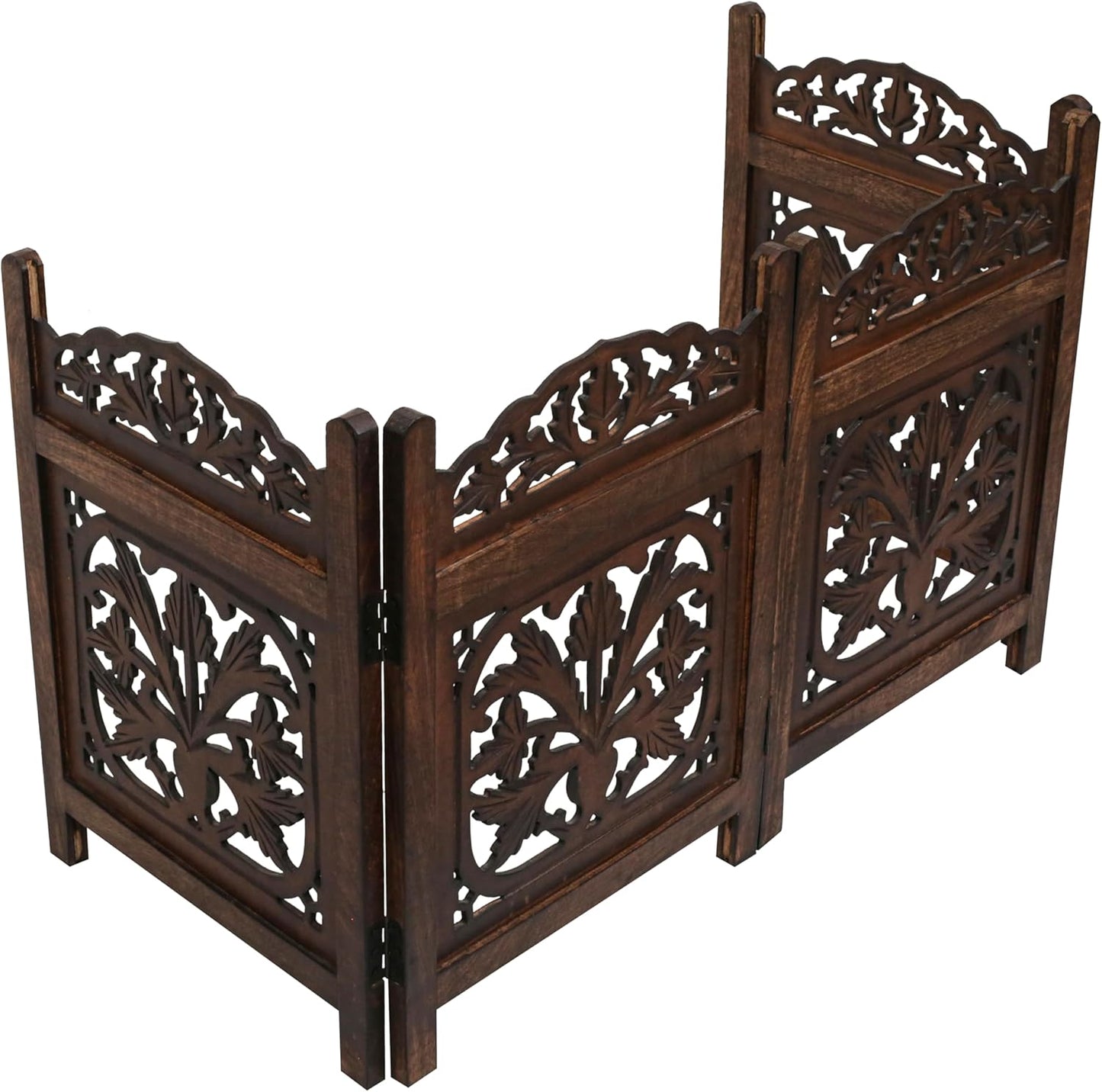 Freestanding Pet Gate for Dogs, Foldable Wooden Dog Gate for House, Indoor Dog Gate for Stair, Doorway, House Design Gates for Dogs Indoor, 72 Inch Wide, (18" x4 Panels 72 inch), Burnt Finish