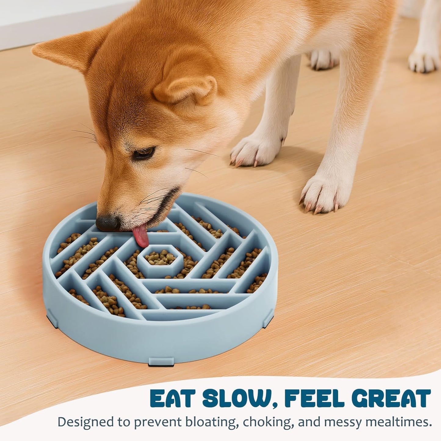 WHIPPY Slow Feeder Dog Bowl, Puzzle Maze Design to Slow Down Eating, 3-Cup Capacity, Anti-Gulping Food Bowl for Medium & Large Dogs,Black