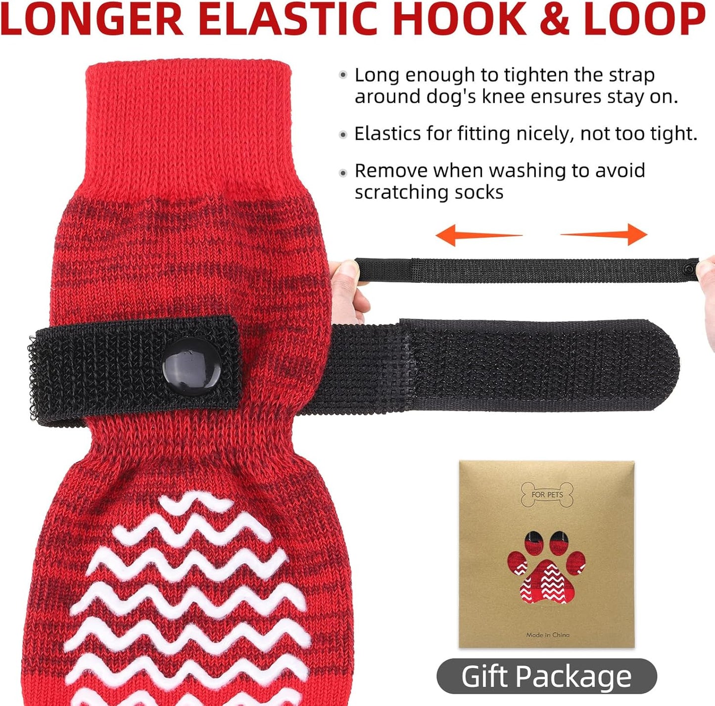 PUPTECK Anti Slip Dog Socks with Double Grippers for Hardwood Floors, Shoes for Hot/Cold Pavement, Boots & Paws Protectors to Prevent Licking, Traction Booties for Senior Small Large Dogs