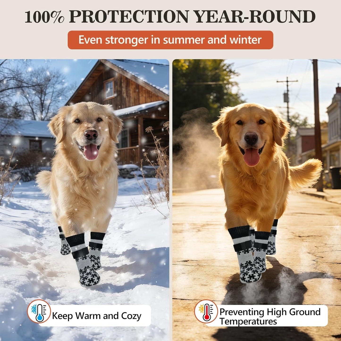 Dog Grippy Socks for Senior Dog - Double Side Dogs Booties to Prevent Licking, Boots & Paw Protectors for Hardwood Floors, No Twist Non Slip Socks for Small Medium Large Dogs, Black, L