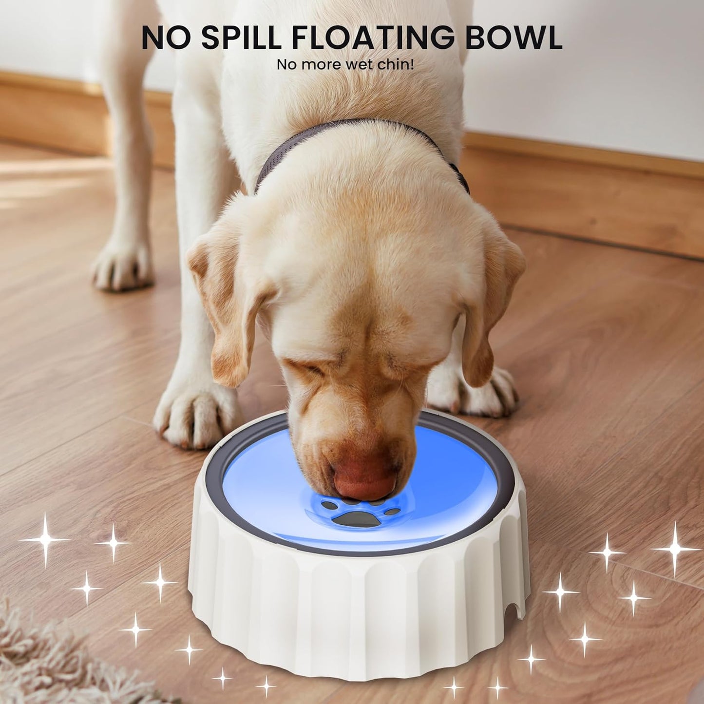 Dog Water Bowl No Spill 70oz/2L Large Capacity Dispenser Non Slip No Splash Bowl Pet Slow Feeder No Drip Dog Water Bowl on Vehicle Slow Water Bowl for Dogs and Cats