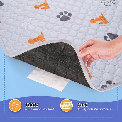 WanpeeGoo Washable Pee Pads for Dogs, 4 Pack Absorbent Reusable Training Dog Pads Pet Puppy Pads, Non-Slip Potty Pads for Whelping, Playpen, Crate, Bed, Grey 18"x24"