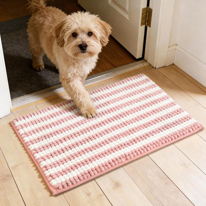 Dog Door Mat for Muddy Paws - Absorbent Quick-Dry Non-Slip Washable Chenille Pet Rug, Indoor Entryway Mat for Front Door & Crate (Brown, 24" L*16" W)