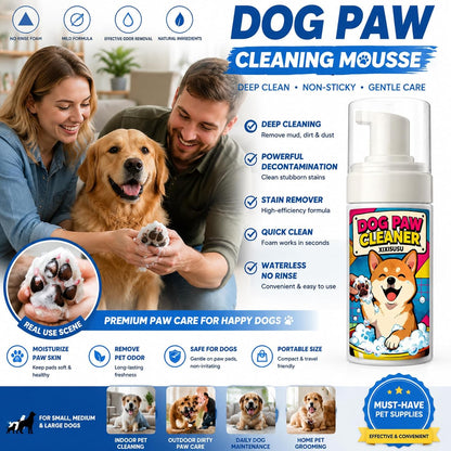 Dog Paw Cleaner with Scrubber Brush - 5 fl oz Waterless Cleaning Foam for Dirty & Muddy Paws, No-Rinse Formula for Dogs & Cats, Quick-Dry Alternative to Wipes for Puppies & Kittens