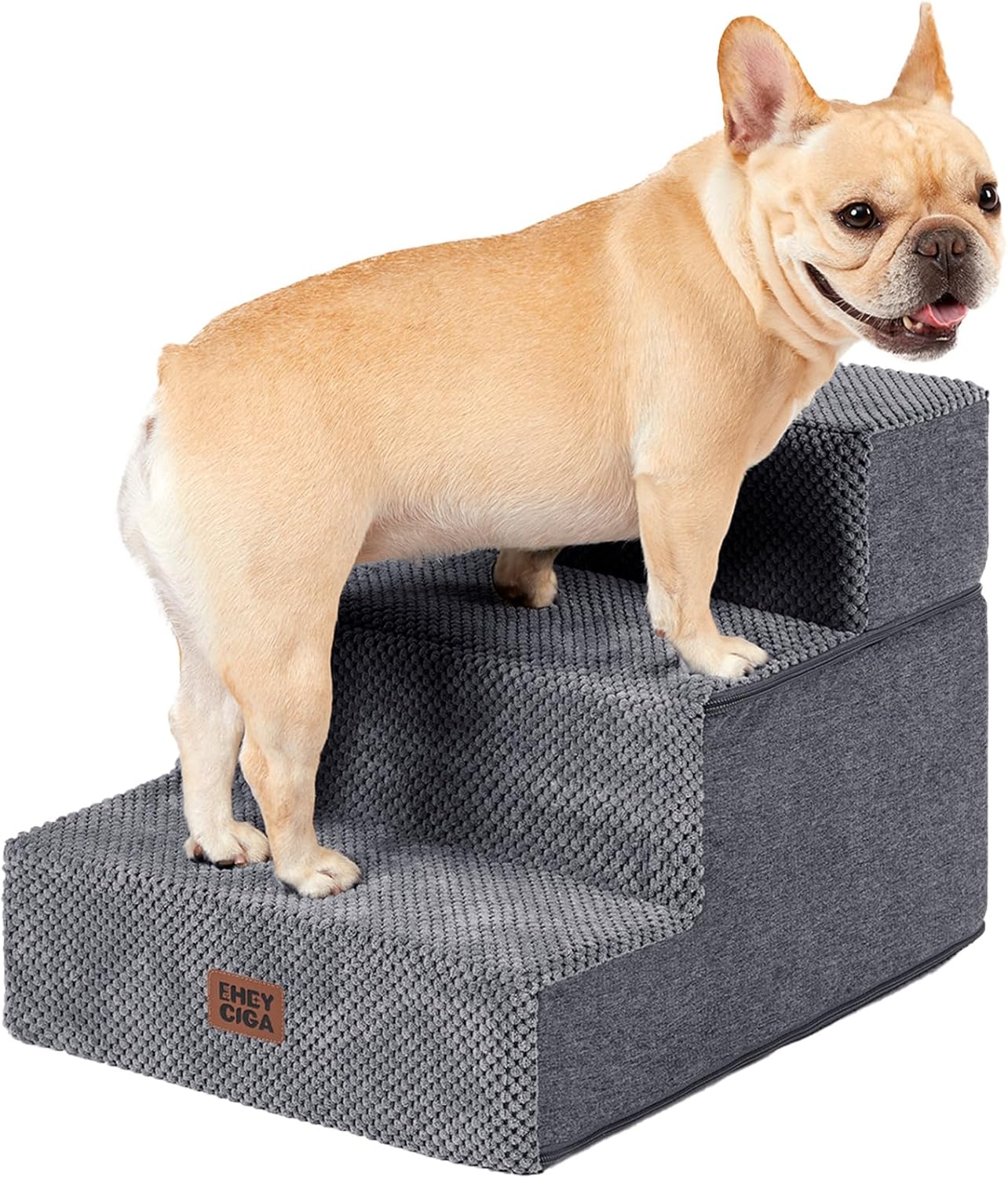 EHEYCIGA Dog Stairs for High Bed 22.5" H, 5-Step Dog Steps for Bed, Pet Steps for Small Dogs and Cats, Non-Slip Balanced Pet Ramp Indoor, Grey