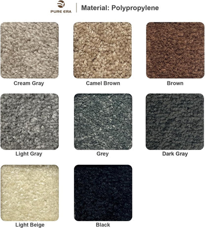 PURE ERA Carpet Stair Treads Ultra Plush 9.5" X 30"Soft Bullnose Indoor Stair Protectors Pet-Friendly Non-Slip Skid Resistant Tape Free Washable Reusable(14 Pieces, Cream Gray)