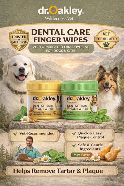 Dr. Oakley Yukon Vet Pet Teeth Cleaning Wipes for Dogs & Cats Bad Breath & Plaque Removal (Mint Flavor)