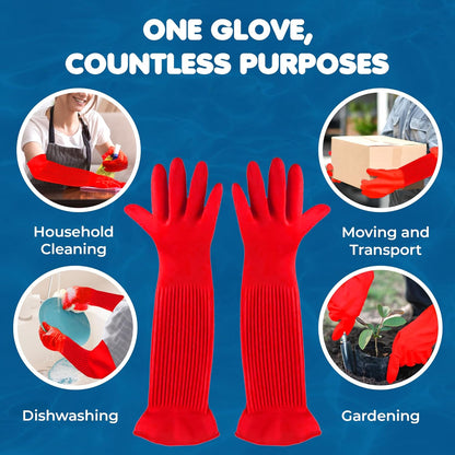 SunGrow 22" Long Rubber Gloves for Dog and Cat Bath, Grooming, Aquarium Water Changes - Keep Hands and Arms Dry with Comfortable, Waterproof, Non-Slip Household Gloves