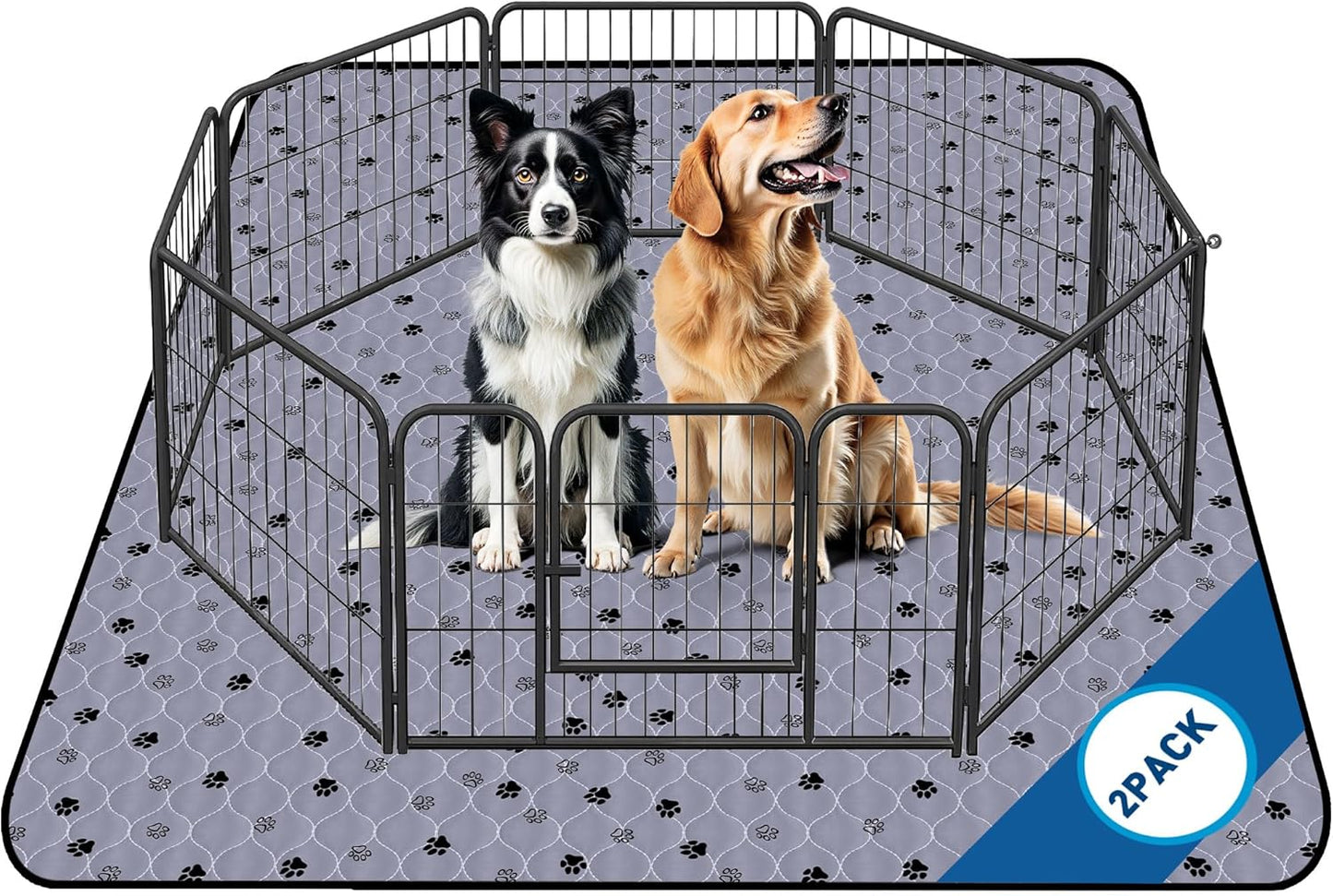 Fostanfly Washable Pee Pads for Dogs, 2 Pack Large 36"x41" Ultra-Absorbent and Leak-Proof Non-Slip Reusable Potty Training Pads for Dogs, Cats, Puppy, Potty Training of Add 8 Lanyards