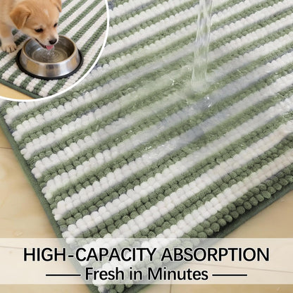 Dog Door Mat for Muddy Paws - Absorbent Quick-Dry Non-Slip Washable Chenille Pet Rug, Indoor Entryway Mat for Front Door & Crate (Brown, 24" L*16" W)