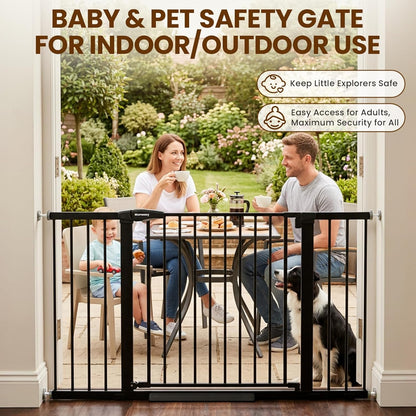 Mumeasy 36" High Extra Tall Dog Gate, 29.6"-40.5" Wide Pressure Mounted Tall Baby Gate for Dog, Auto Close Pet Gate with Door for Stairs,Doorways,House,Black