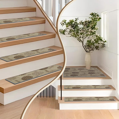 Non-Slip Stair Treads for Wooden Steps 15pcs,8"x30" Stair Carpet Treads for Indoor Use,Peel and Stick Stair Runners,Washable Reusable Adhesive Backing,Pet-Friendly Stair Capet for Kids,Elders,Dogs