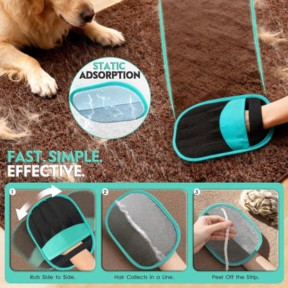 Pet Hair Remover for Dogs & Cats: Reusable Five-Finger Static Hair Removal Tool, Upgraded Lint Remover for Couch, Furniture, Bedding, Car & Clothes – Pet Supplies for Home & Travel