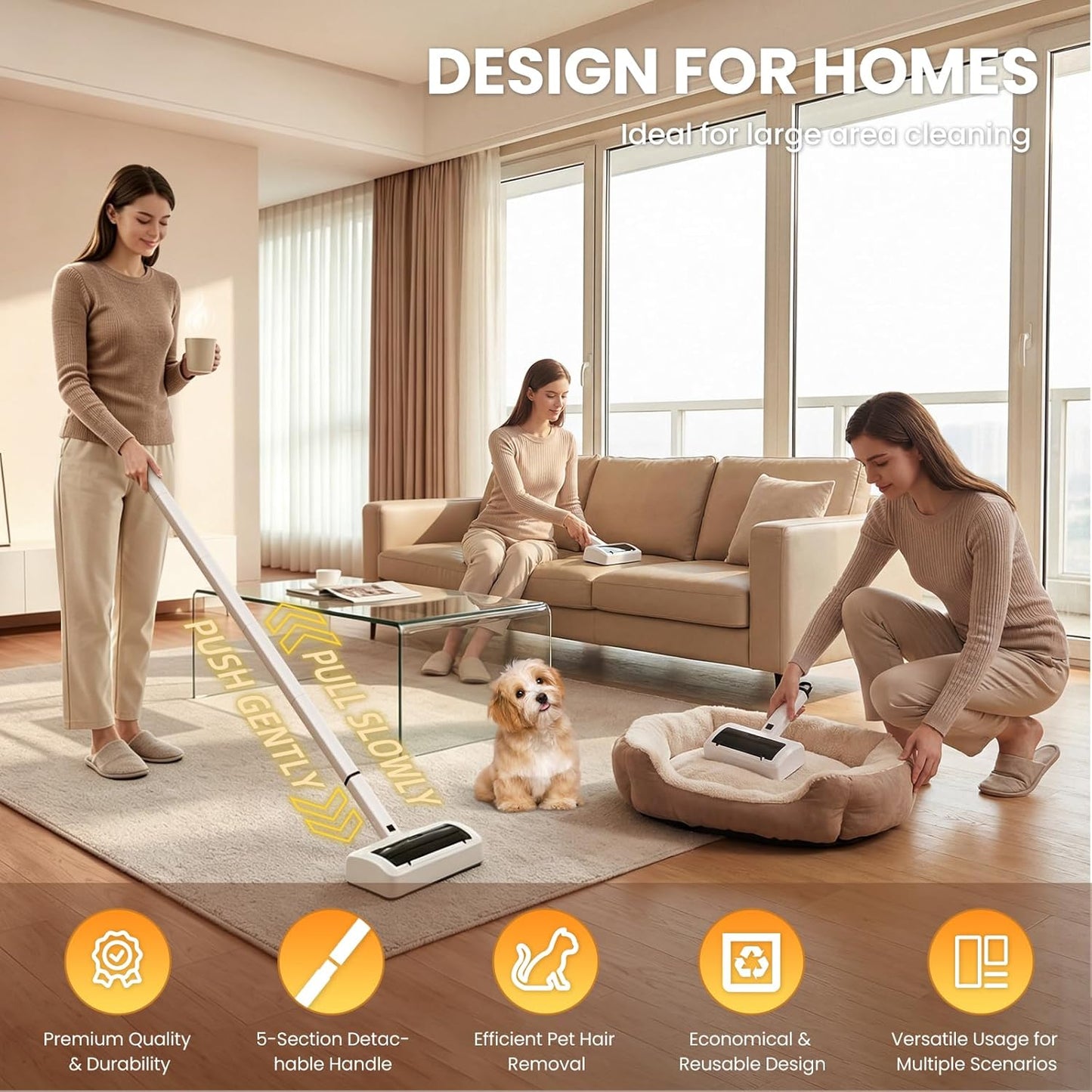 Carpet Rake Electric Rechargeable for Pet Hair Removal 10X Efficient and Quiet Cat Dog Hair Remover for Carpet, Rugs, Mats