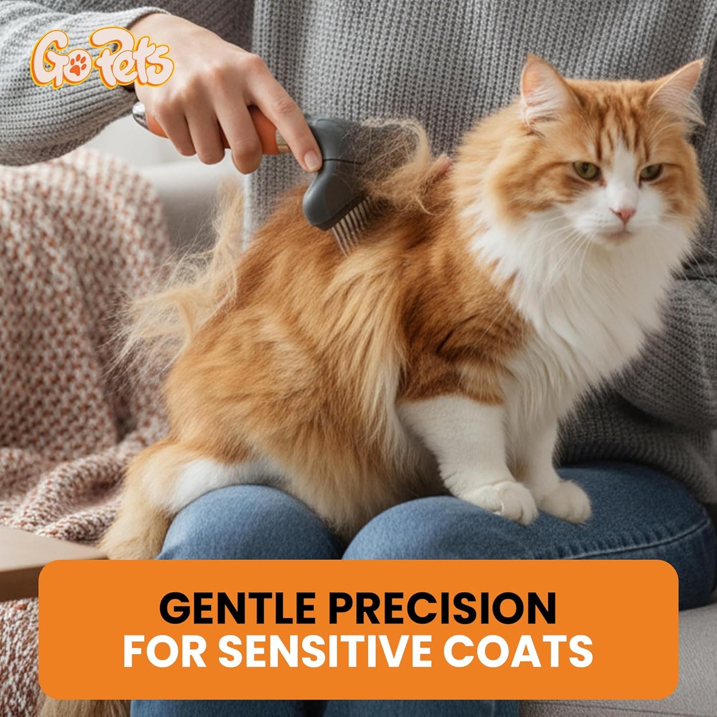 GoPets Self-Cleaning Slicker Brush for Dogs & Cats, Deshedding & Dematting Comb with Retractable Bristles, Undercoat Tool for Long Haired Dogs, Non-Slip Handle, Detangler for Mats & Shedding Fur