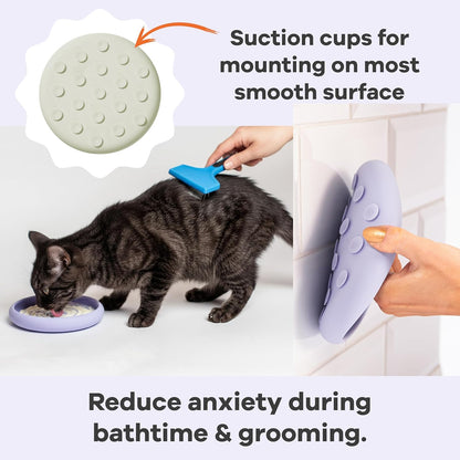 Awoo Lick Dish - Silicone Lick Mat + Slow Feeder for Cats & Small Dogs - Non-Slip Design with Suction Cups - Dishwasher Safe, Extends Mealtime, Reduces Anxiety (Periwinkle)