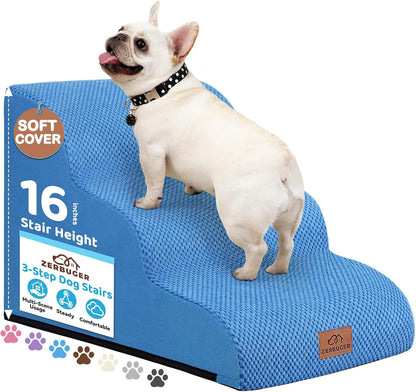 Zerbuger Dog Ramp and Stair for Bed 16" H-20 H,3-Step Cat Stair for Sofa and Chair,4-Step Dog Ramp for High Bed and Window,Durable Nonslip Fabric Cover for Indoor (Purple-20 H, Pet Friendly, 4)