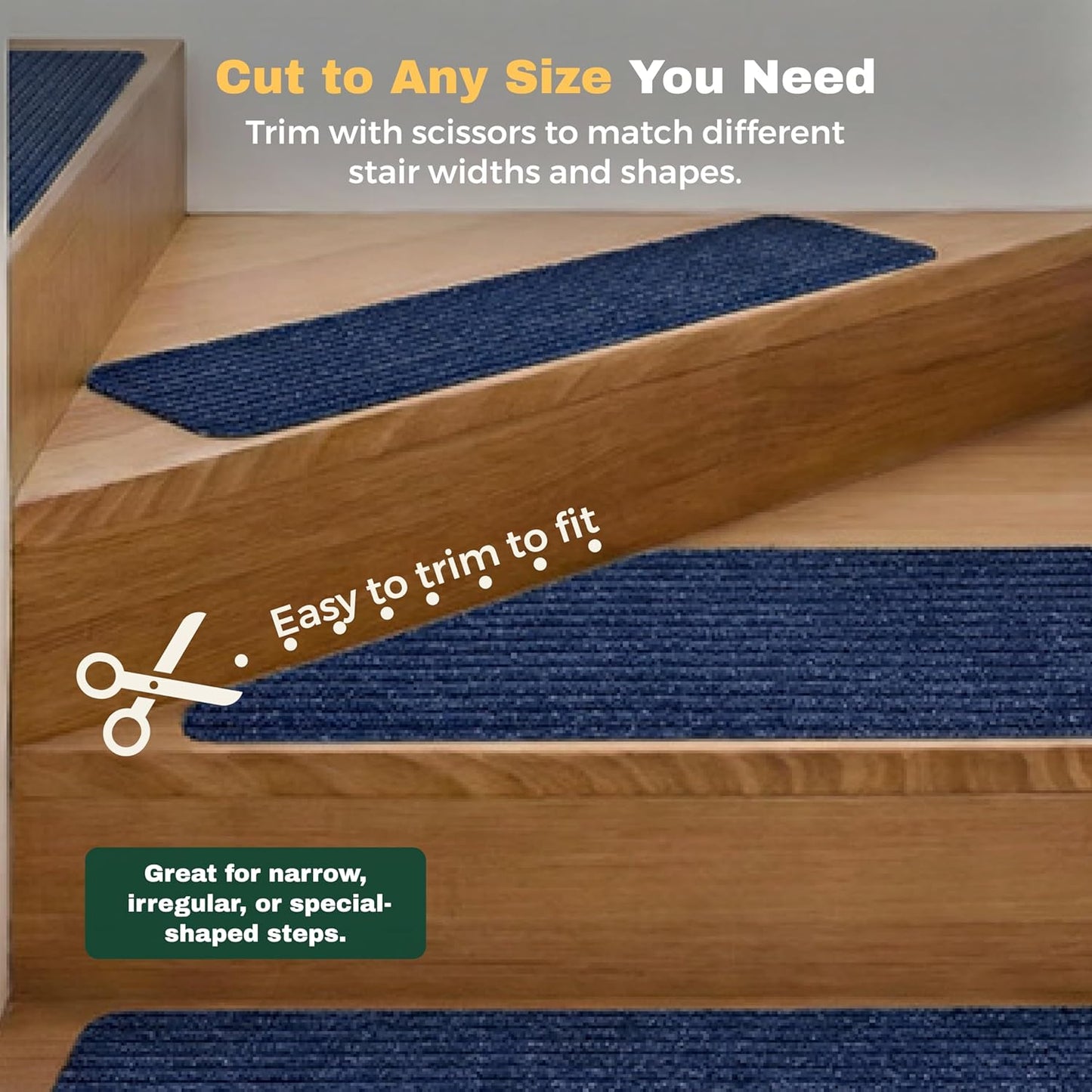 MBIGM 8" X 30" (15 in Pack) Nonslip Carpet Stair Treads Non-Skid Safety Rug Slip Resistant Indoor Runner for Kids Elders & Pets with Reusable Adhesive - Brown - Non Slip Stair Treads Indoor