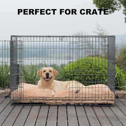 Bedfolks Waterproof Dog Crate Bed, Plush With Removable Washable Cover, Faux Fur Crate Pad for Medium Dogs, Fluffy Kennel 29"x21", Dark Grey