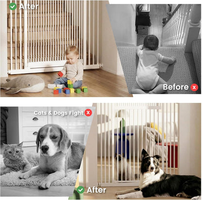 Gardner Pet Extra Tall Cat Gate 49"-86" Adjustable Height, Tall Pet Gate for Doorways/Hallways with 27.5"-37" Adjustable Width Baby Gate with 4 Extensions Kits, No Drilling Pressured Mounted (Black)