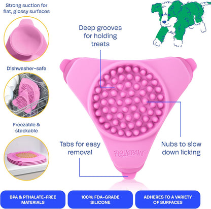 Aquapaw Lick Mat for Dogs 2-Pack, Suction Cup Dog Slow Feeder Pad & Licking Mat for Peanut Butter Treats – Calming Dog Bathing Aid, Stress Relief & Mental Stimulation for All Breeds - Pink