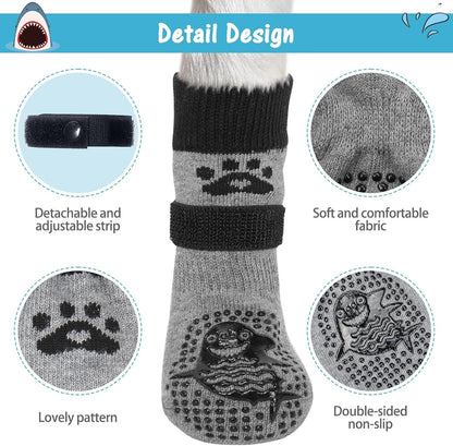 SCENEREAL 6Pcs Anti Slip Dog Socks to Prevent Licking Paws for Hot/Cold Pavement, Dog Grippy Socks for Hardwood Floors, Dog Shoes for Boots & Paw Protectors for Puppy Small Medium Large Senior Dogs